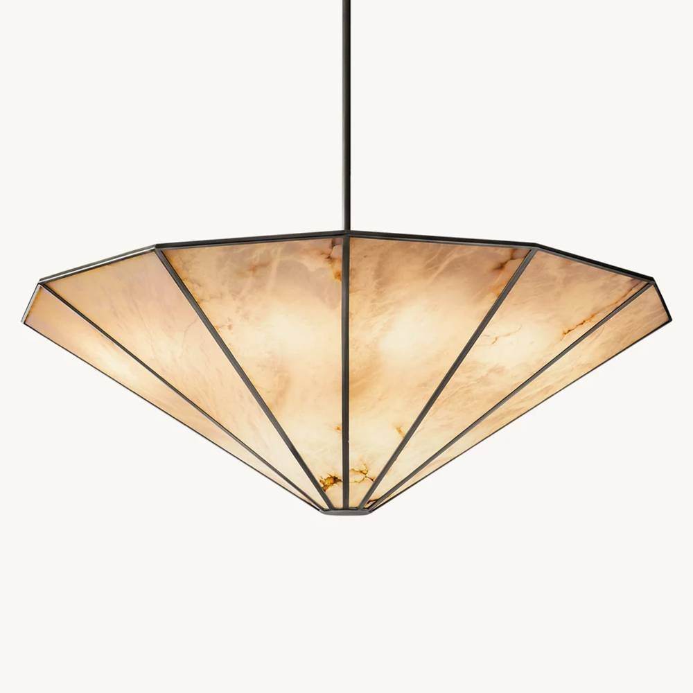 Lucette Alabaster Vein Round Chandelier 60" - Zelno