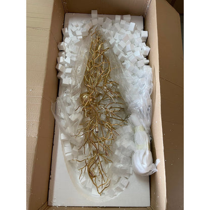 Lukas Oval Branching Brass Linear Teardrop Chandelier - Zelno Lighting