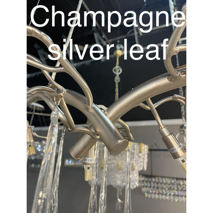Lukas Oval Branching Brass Linear Teardrop Chandelier - Zelno Lighting