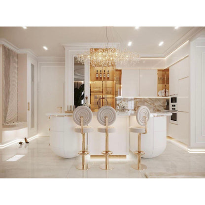 Lukas Oval Branching Brass Linear Teardrop Chandelier - Zelno Lighting