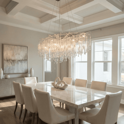 Lukas Oval Branching Brass Linear Teardrop Chandelier - Zelno Lighting