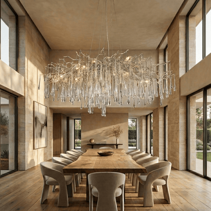 Lukas Oval Branching Brass Linear Teardrop Chandelier - Zelno Lighting