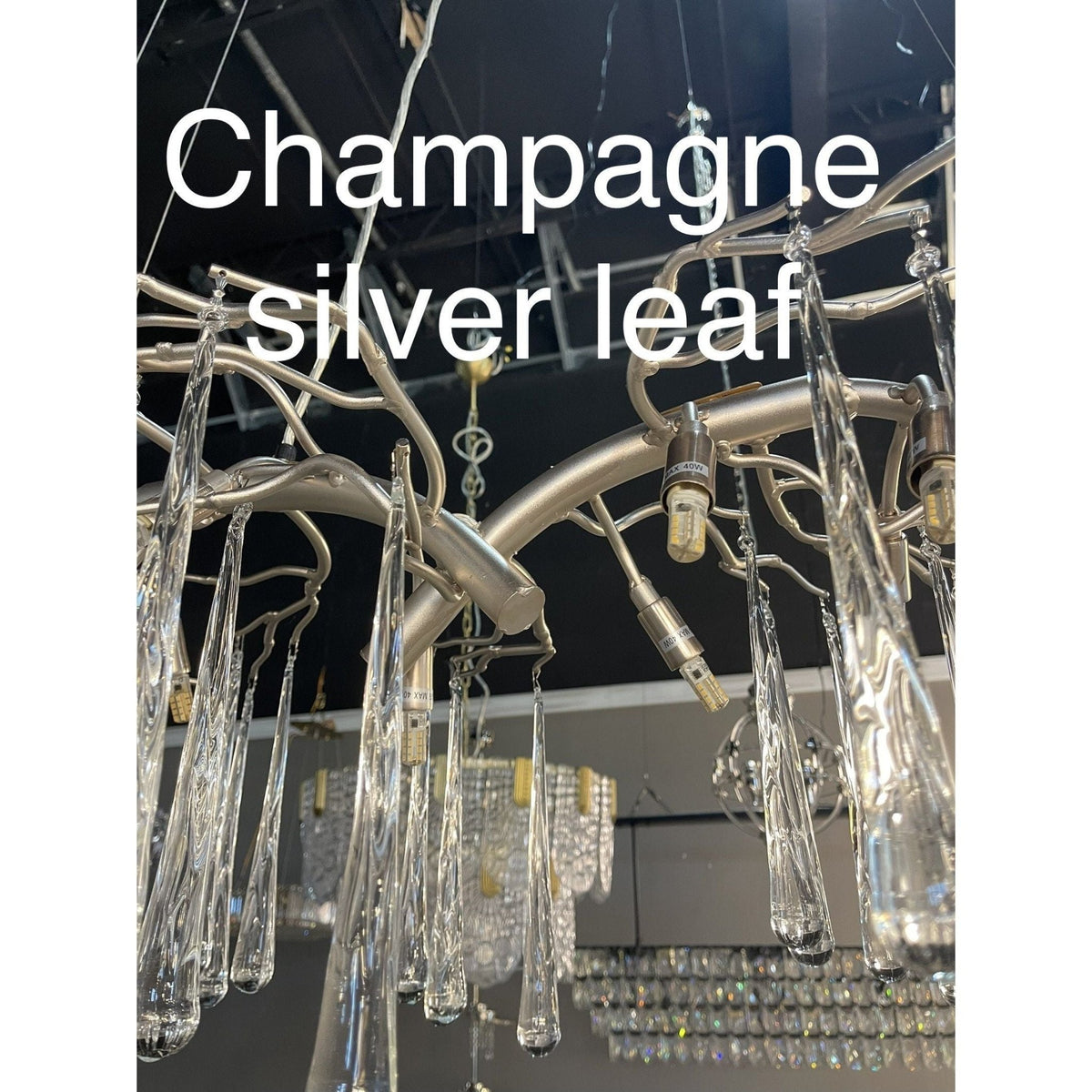 Lukas Oval Branching Brass Linear Teardrop Chandelier - Zelno Lighting
