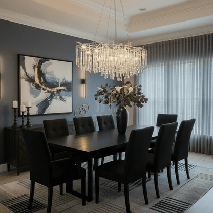 Lukas Oval Branching Brass Linear Teardrop Chandelier - Zelno Lighting