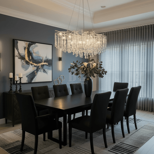 Lukas Oval Branching Brass Linear Teardrop Chandelier - Zelno Lighting