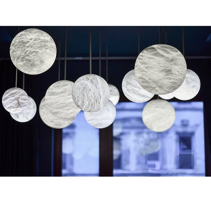 Luna Alabaster Sphere Staircase Chandelier, Multi Pendant Light - Zelno