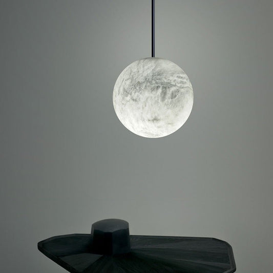 Luna Alabaster Sphere Staircase Chandelier, Multi Pendant Light - Zelno