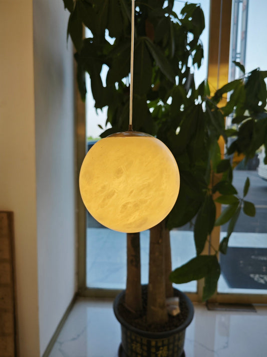 Luna Alabaster Sphere Staircase Chandelier, Multi Pendant Light - Zelno