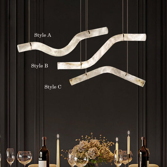 Luna's Simplicity - Modern Minimalist Alabaster Dining Room Pendant Light - Zelno