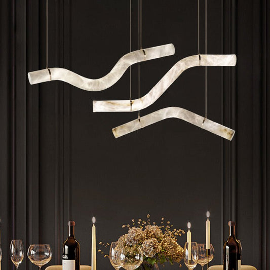 Luna's Simplicity - Modern Minimalist Alabaster Dining Room Pendant Light - Zelno