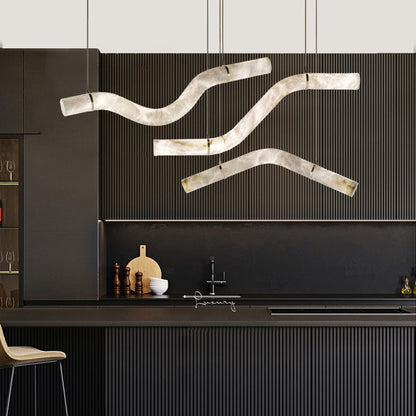 Luna's Simplicity - Modern Minimalist Alabaster Dining Room Pendant Light - Zelno