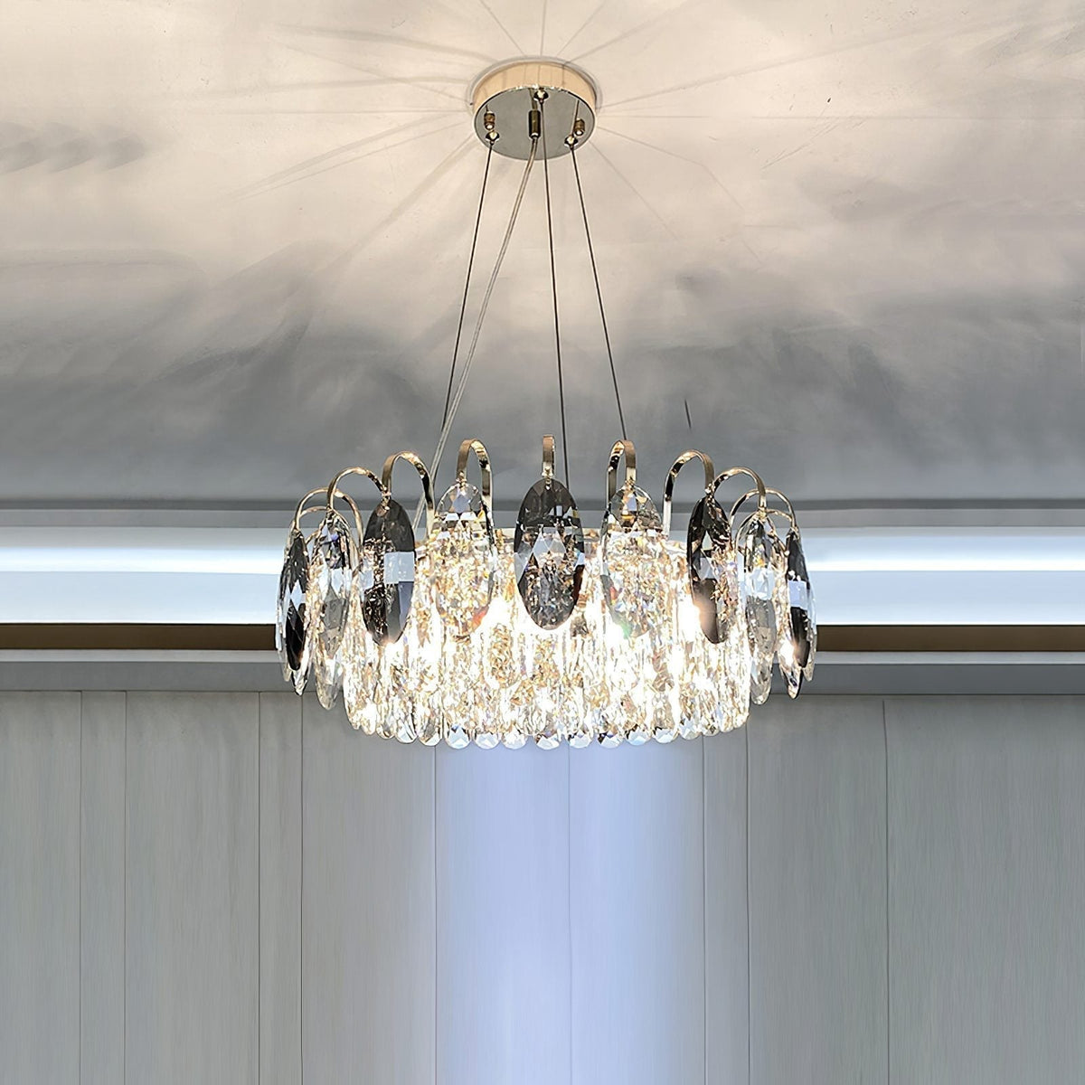 Luxurious K9 Crystal Chandelier Modern Ceiling Light Fixtures Set for Living Room/Dining Room - Zelno Lighting