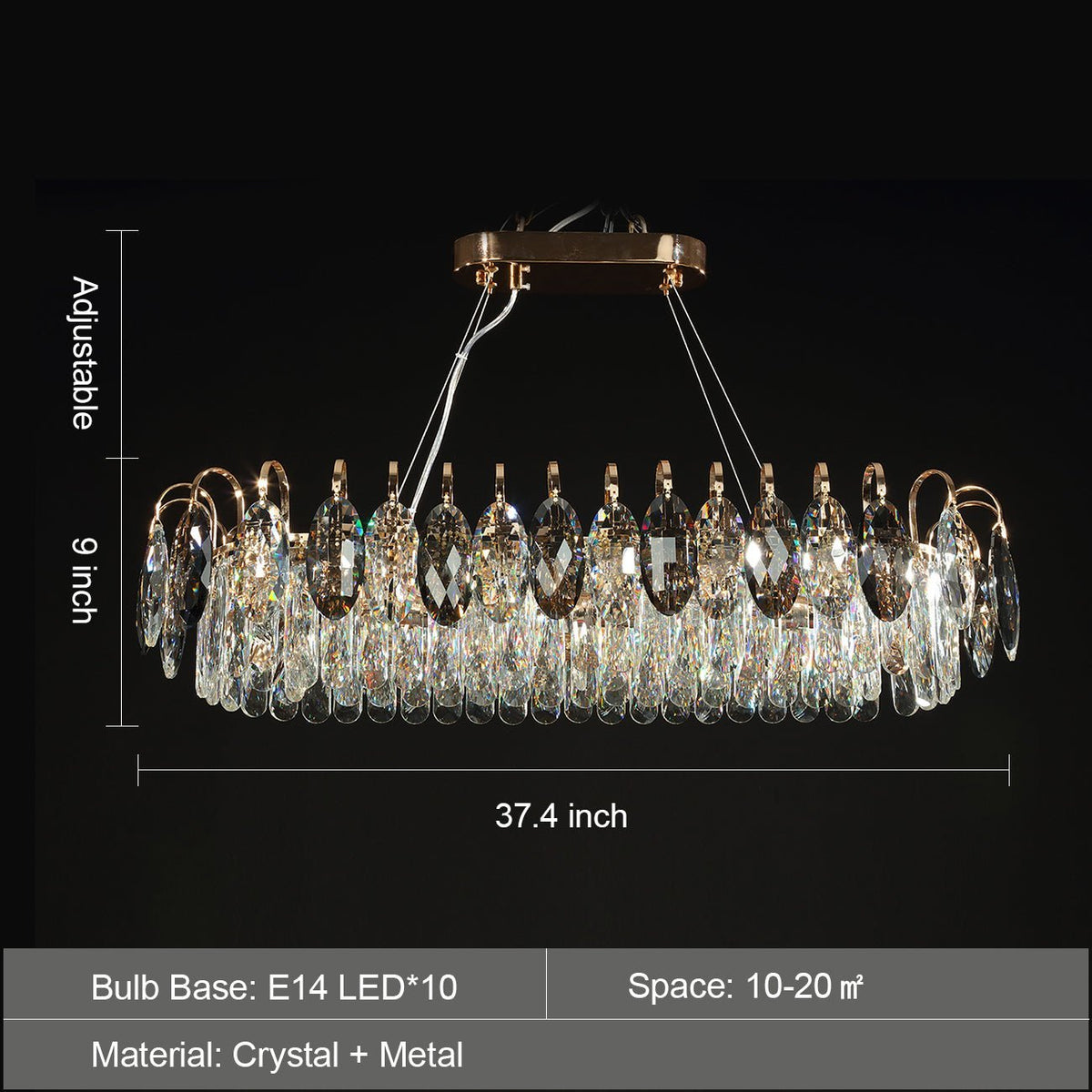 Luxurious K9 Crystal Chandelier Modern Ceiling Light Fixtures Set for Living Room/Dining Room - Zelno Lighting