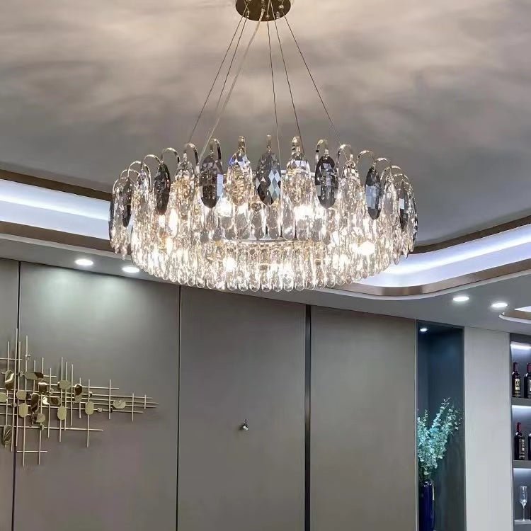 Luxurious K9 Crystal Chandelier Modern Ceiling Light Fixtures Set for Living Room/Dining Room - Zelno Lighting