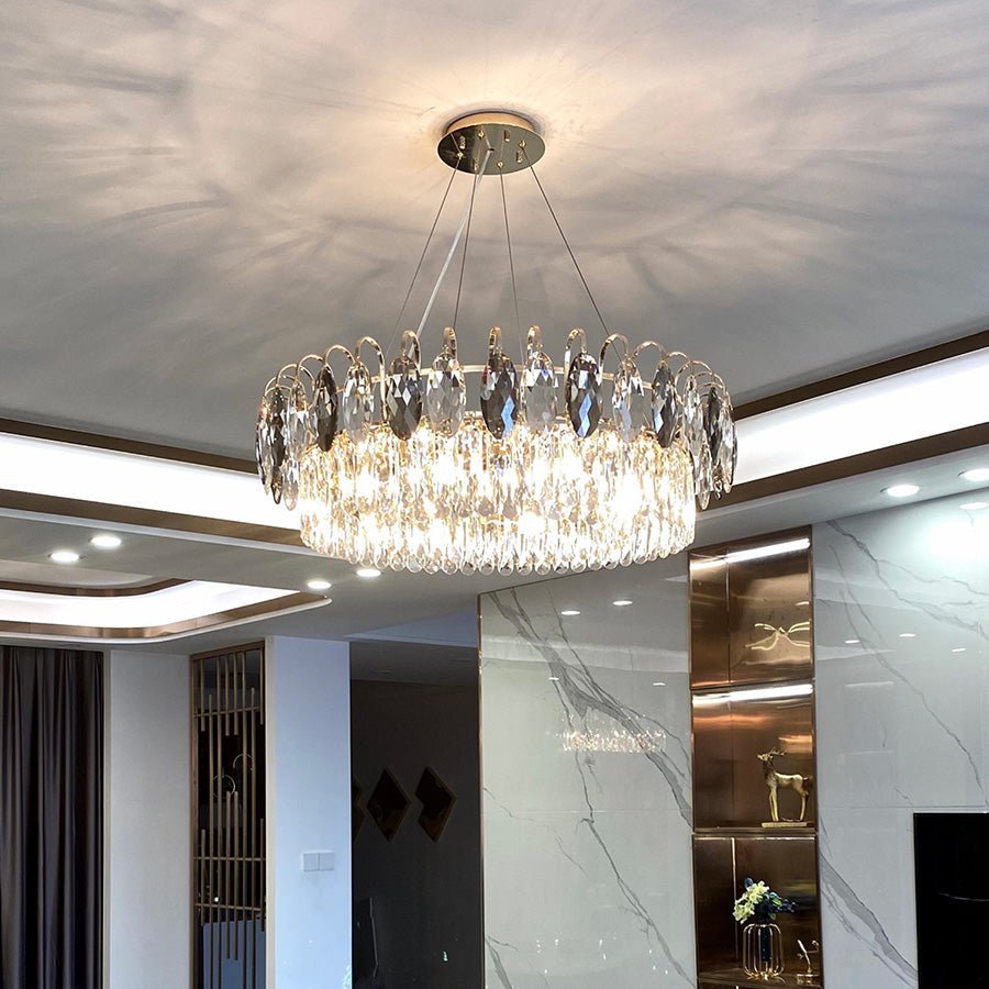 Luxurious K9 Crystal Chandelier Modern Ceiling Light Fixtures Set for Living Room/Dining Room - Zelno Lighting