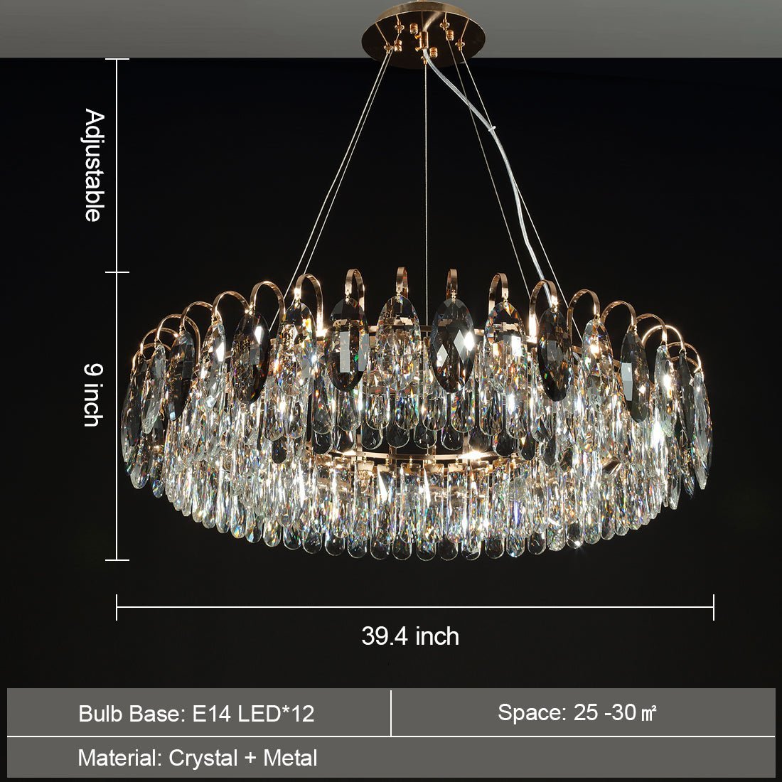Luxurious K9 Crystal Chandelier Modern Ceiling Light Fixtures Set for Living Room/Dining Room - Zelno Lighting