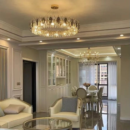Luxurious K9 Crystal Chandelier Modern Ceiling Light Fixtures Set for Living Room/Dining Room - Zelno Lighting
