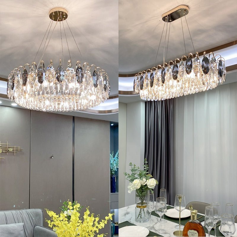 Luxurious K9 Crystal Chandelier Modern Ceiling Light Fixtures Set for Living Room/Dining Room - Zelno Lighting