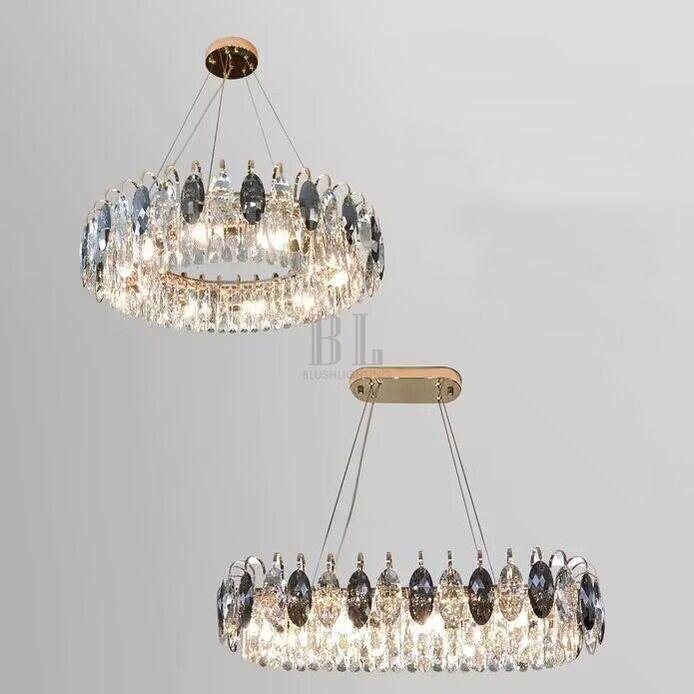 Luxurious K9 Crystal Chandelier Modern Ceiling Light Fixtures Set for Living Room/Dining Room - Zelno Lighting