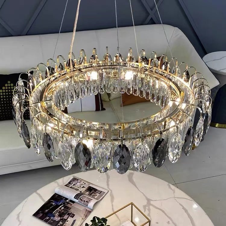 Luxurious K9 Crystal Chandelier Modern Ceiling Light Fixtures Set for Living Room/Dining Room - Zelno Lighting