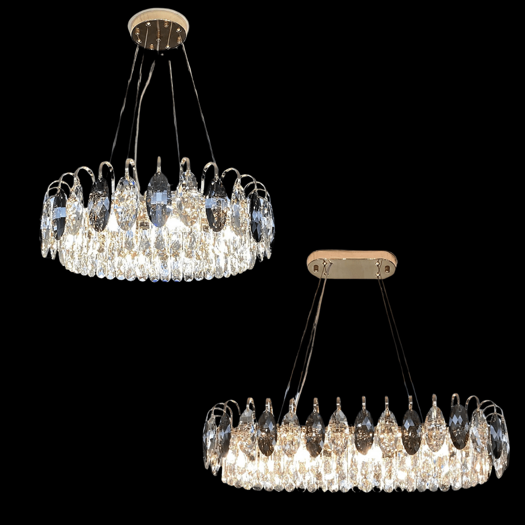 Luxurious K9 Crystal Chandelier Modern Ceiling Light Fixtures Set for Living Room/Dining Room - Zelno Lighting