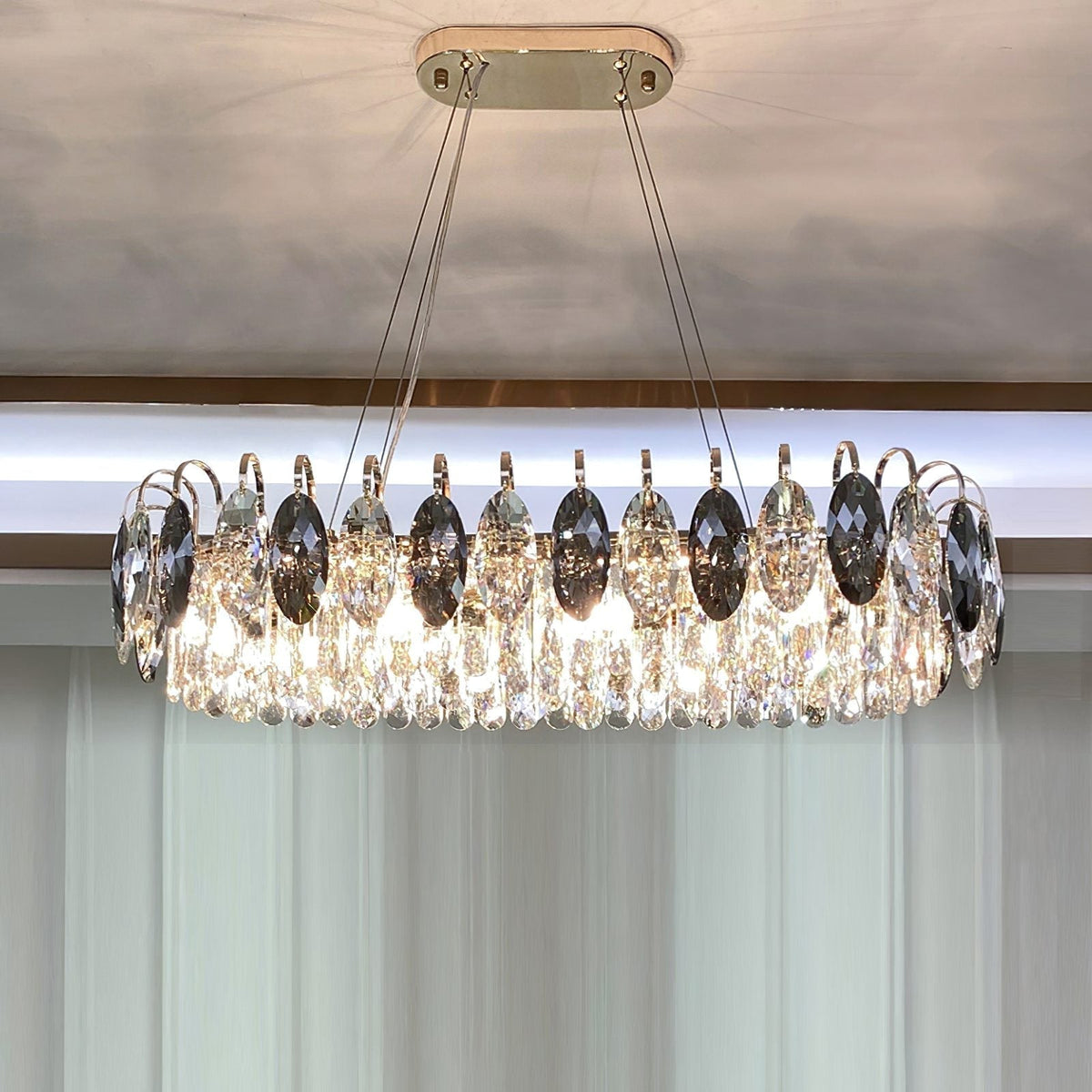 Luxurious K9 Crystal Chandelier Modern Ceiling Light Fixtures Set for Living Room/Dining Room - Zelno Lighting