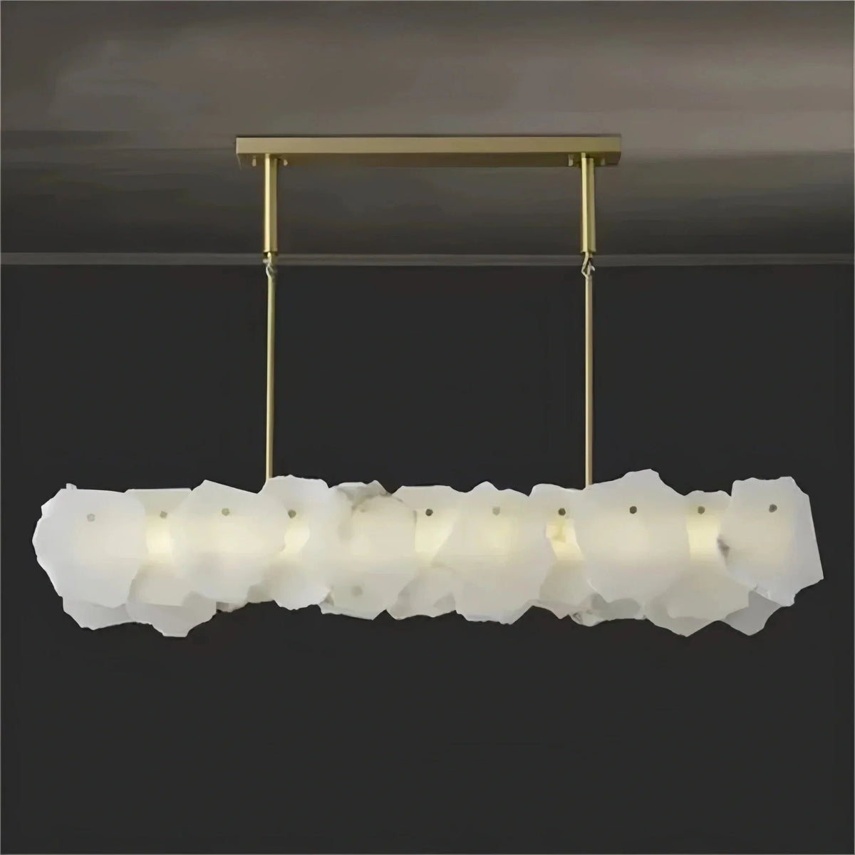 Luxury Alabaster Flakes Linear Chandelier Hanging Rod Light - Zelno Lighting