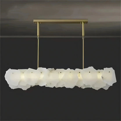 Luxury Alabaster Flakes Linear Chandelier Hanging Rod Light - Zelno Lighting