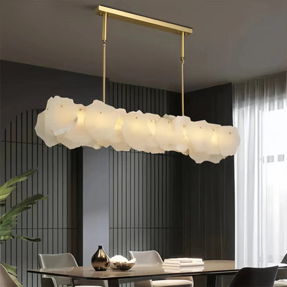 Luxury Alabaster Flakes Linear Chandelier Hanging Rod Light - Zelno Lighting