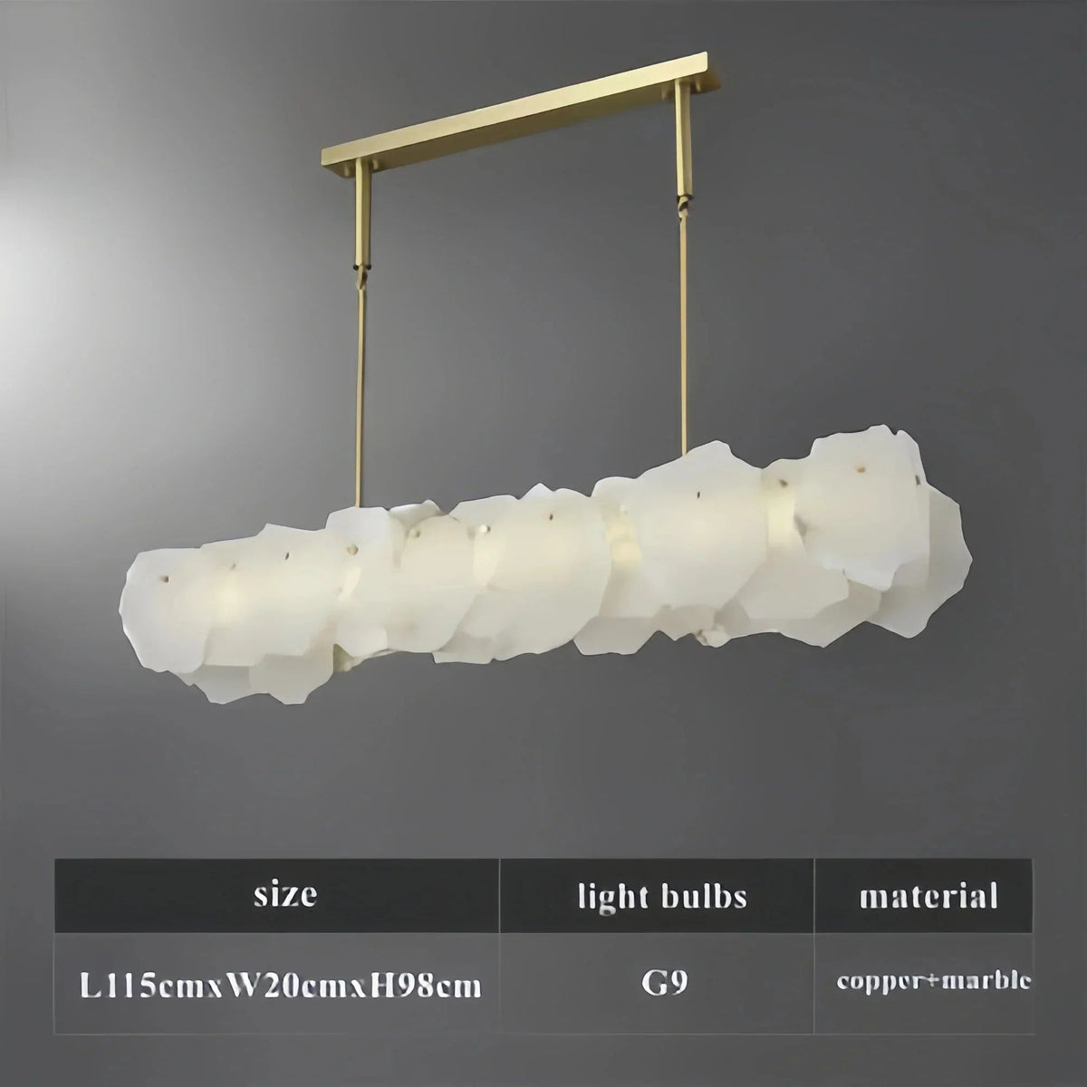 Luxury Alabaster Flakes Linear Chandelier Hanging Rod Light - Zelno Lighting