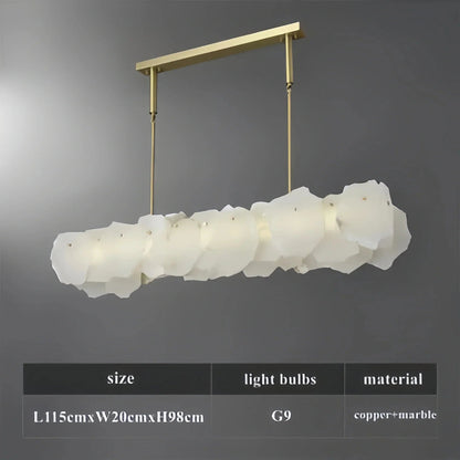 Luxury Alabaster Flakes Linear Chandelier Hanging Rod Light - Zelno Lighting