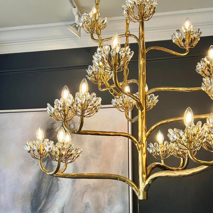 Luxury Branch Flower Chandelier in Gold for Living Room Staircase and Bedroom Lighting - Zelno
