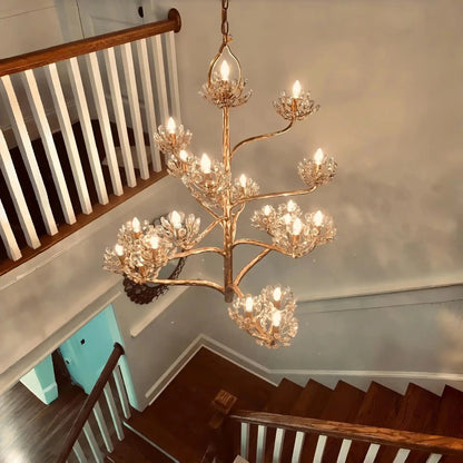 Luxury Branch Flower Chandelier in Gold for Living Room Staircase and Bedroom Lighting - Zelno
