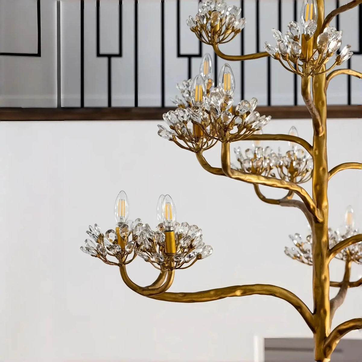 Luxury Branch Flower Chandelier in Gold for Living Room Staircase and Bedroom Lighting - Zelno