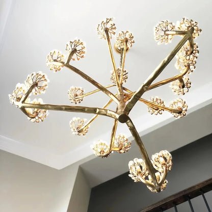 Luxury Branch Flower Chandelier in Gold for Living Room Staircase and Bedroom Lighting - Zelno