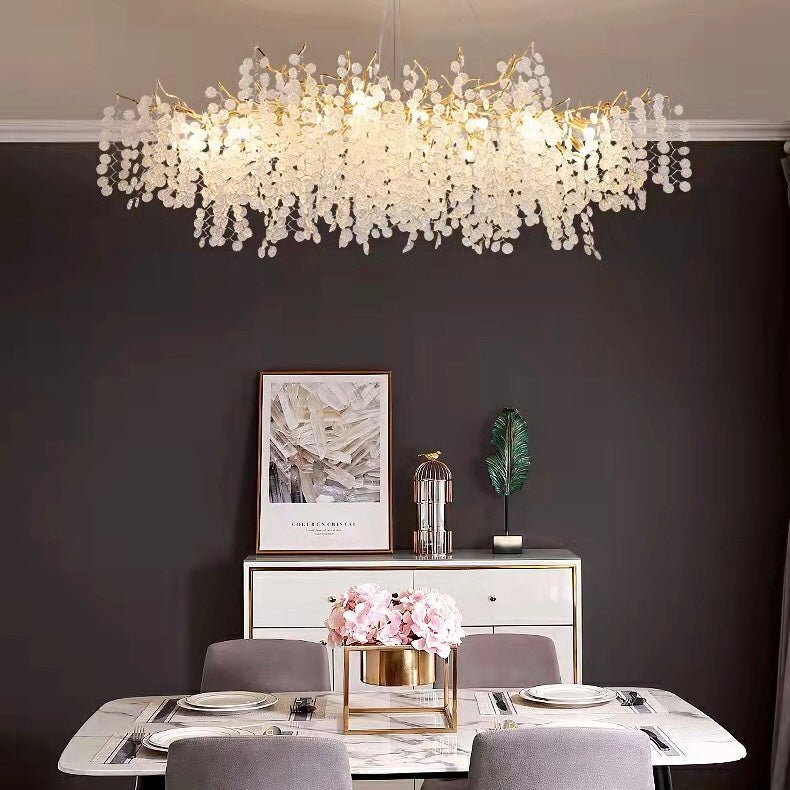 Luxury Branches Crystal Frosted Glass Chandelier Set for Living and Dining Room - Zelno Lighting