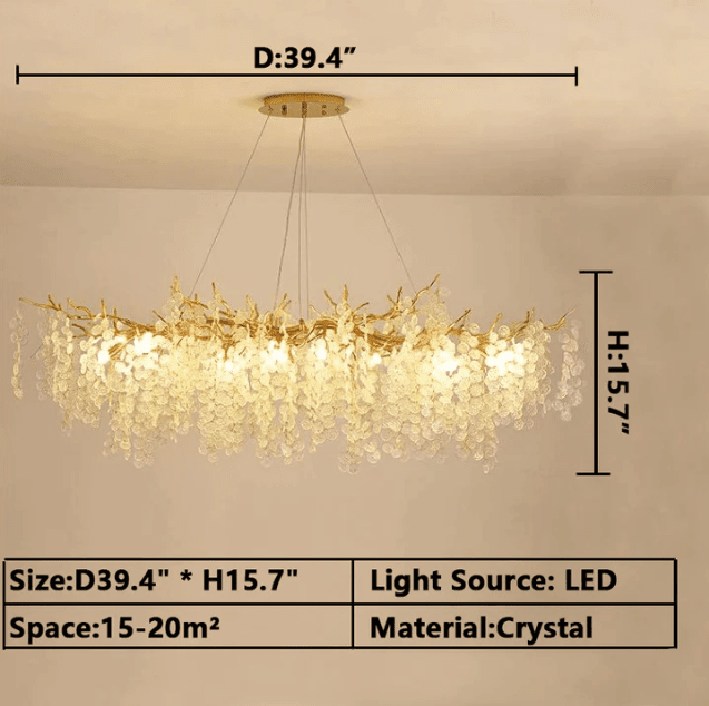Luxury Branches Crystal Frosted Glass Chandelier Set for Living and Dining Room - Zelno Lighting