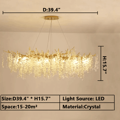 Luxury Branches Crystal Frosted Glass Chandelier Set for Living and Dining Room - Zelno Lighting