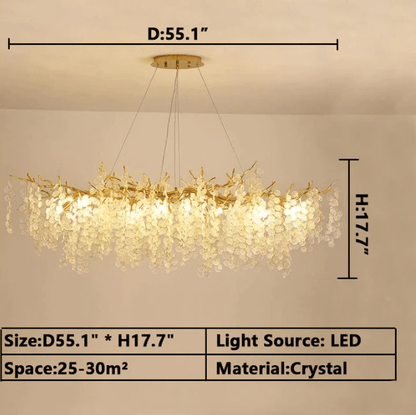 Luxury Branches Crystal Frosted Glass Chandelier Set for Living and Dining Room - Zelno Lighting
