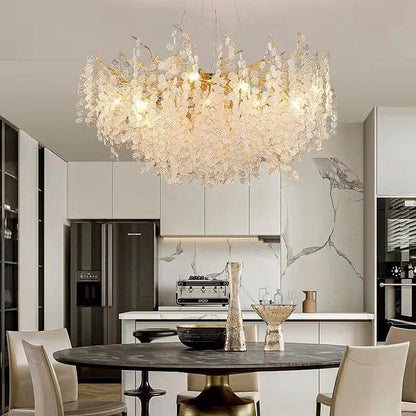 Luxury Branches Crystal Frosted Glass Chandelier Set for Living and Dining Room - Zelno Lighting
