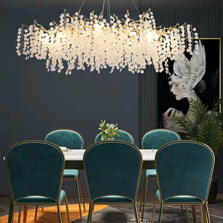 Luxury Branches Crystal Frosted Glass Chandelier Set for Living and Dining Room - Zelno Lighting