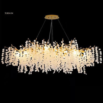 Luxury Branches Crystal Frosted Glass Chandelier Set for Living and Dining Room - Zelno Lighting