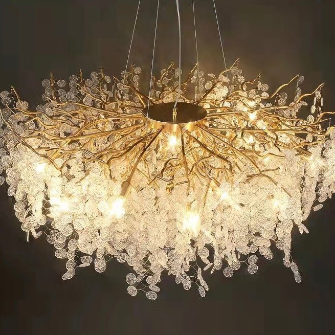 Luxury Branches Crystal Frosted Glass Chandelier Set for Living and Dining Room - Zelno Lighting
