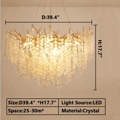 Luxury Branches Crystal Frosted Glass Chandelier Set for Living and Dining Room - Zelno Lighting
