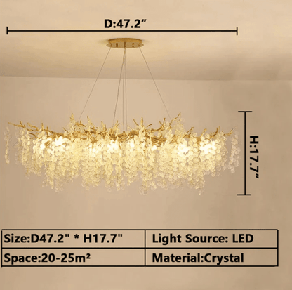 Luxury Branches Crystal Frosted Glass Chandelier Set for Living and Dining Room - Zelno Lighting