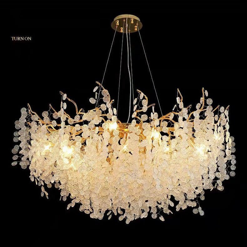 Luxury Branches Crystal Frosted Glass Chandelier Set for Living and Dining Room - Zelno Lighting