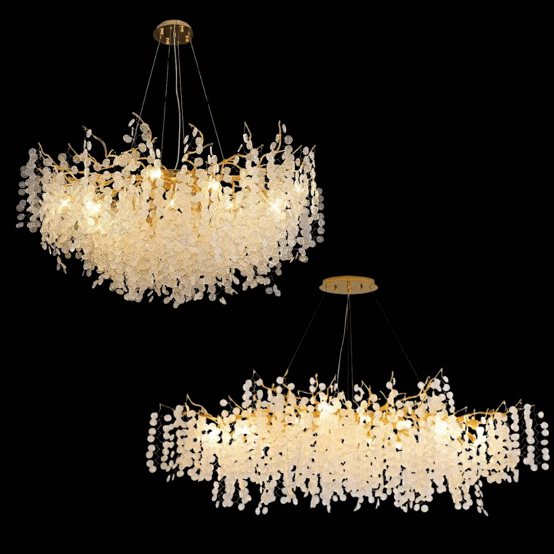 Luxury Branches Crystal Frosted Glass Chandelier Set for Living and Dining Room - Zelno Lighting