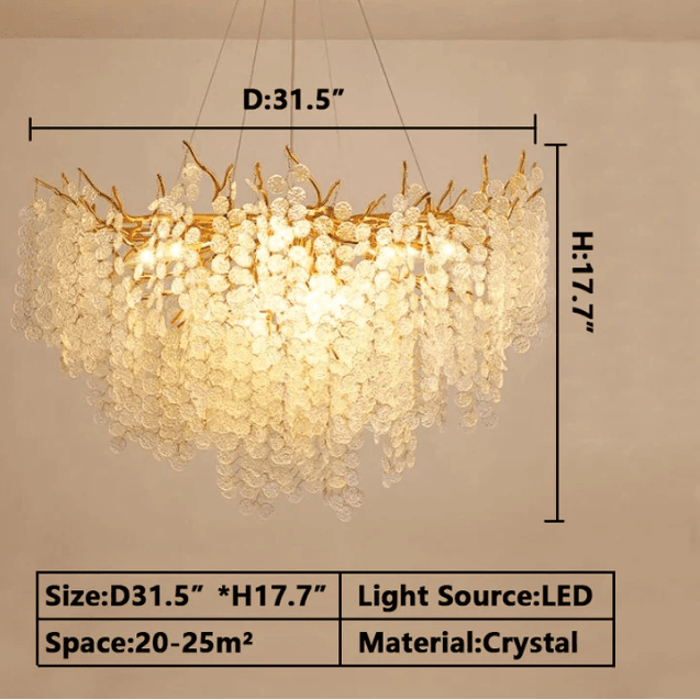Luxury Branches Crystal Frosted Glass Chandelier Set for Living and Dining Room - Zelno Lighting
