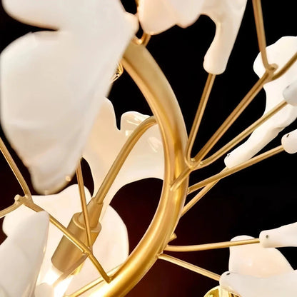 Luxury Ceramic Ginkgo Linear Chandelier - Zelno Lighting