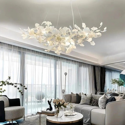 Luxury Ceramic Ginkgo Linear Chandelier - Zelno Lighting